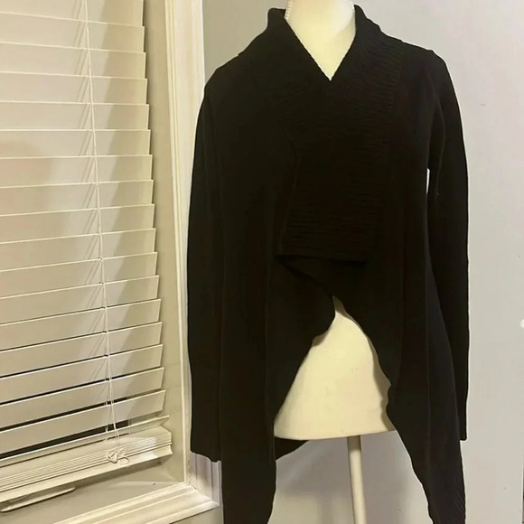 [S]Vintage Talula Babaton Linen/ Silk Blend Knit Black Open Shawl Cardigan-NWOT - Picture 1 of 9